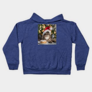 cat loves Christmas with cake Kids Hoodie